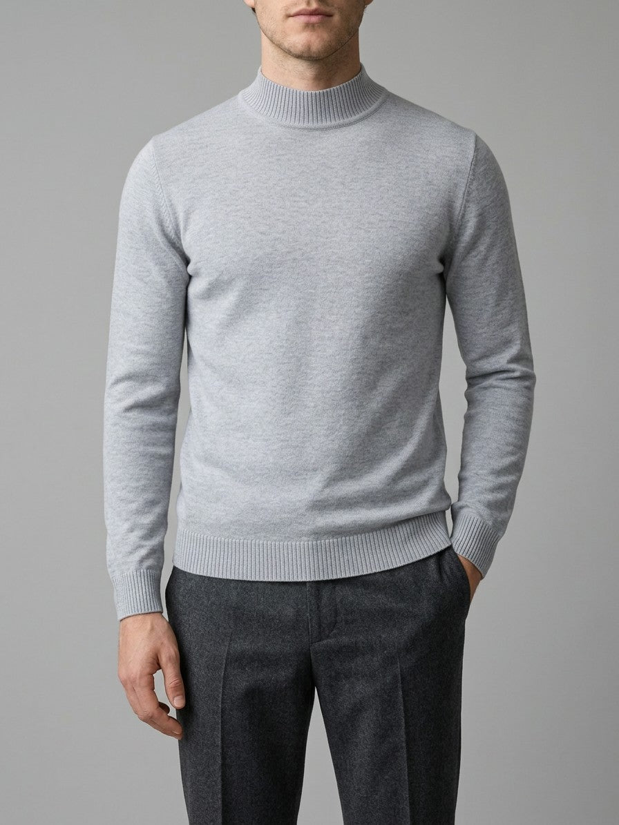 Vicenza Men's Mock Neck Knit Top — flowergray — front