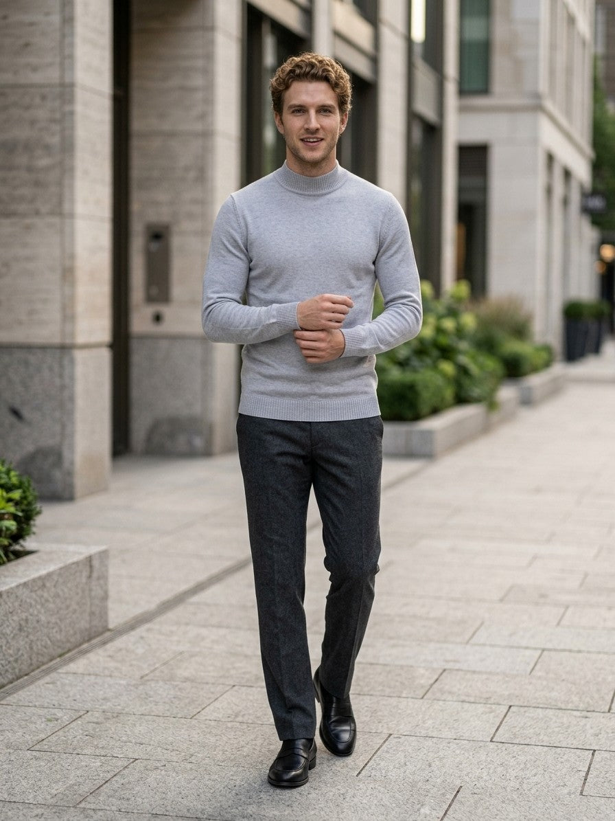 Vicenza Men's Mock Neck Knit Top — flowergray — lifestyle