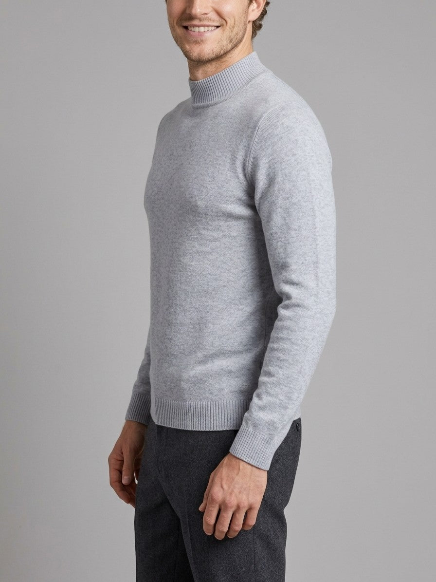 Vicenza Men's Mock Neck Knit Top — flowergray — side