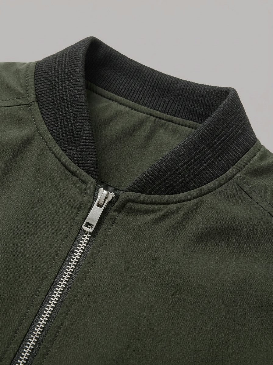 Vieste Men's Lightweight Bomber Jacket — armygreen — detail-collar