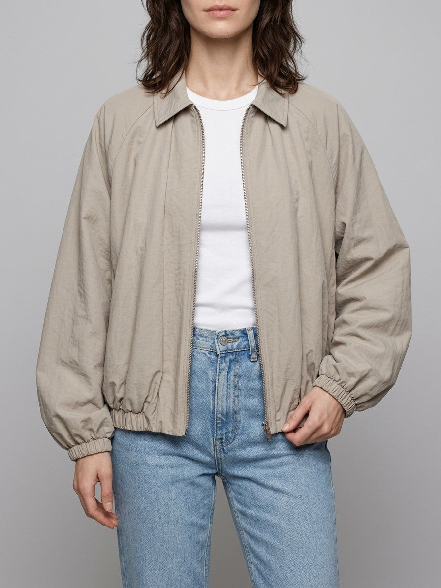 Vietri Women's Oversized Batwing Bomber — stone — front