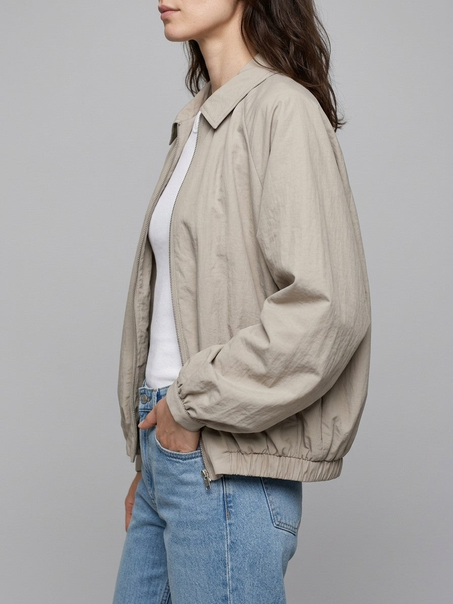 Vietri Women's Oversized Batwing Bomber — stone — side