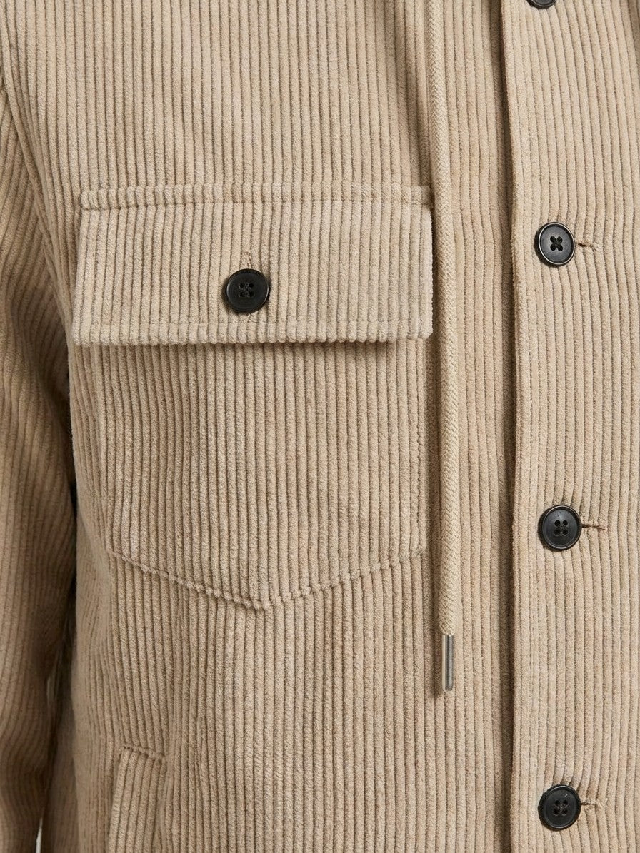 Vigevano Men's Corduroy Button-Up Jacket — apricot — detail-2