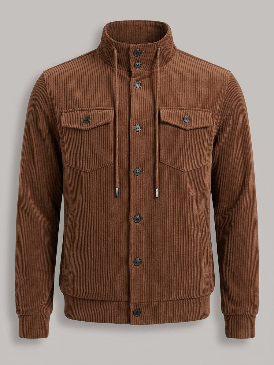 Vigevano Men's Corduroy Button-Up Jacket — brown — packshot