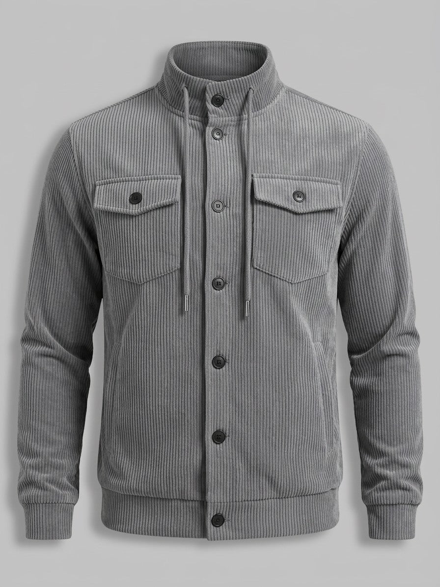 Vigevano Men's Corduroy Button-Up Jacket — gray — packshot