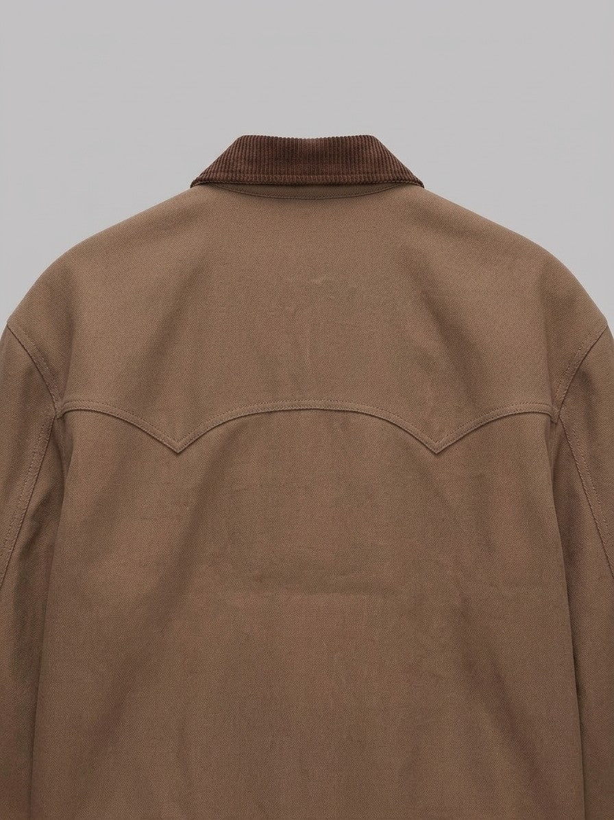 Viggiano Men's Western Yoke Work Jacket — tobacco — detail-collar