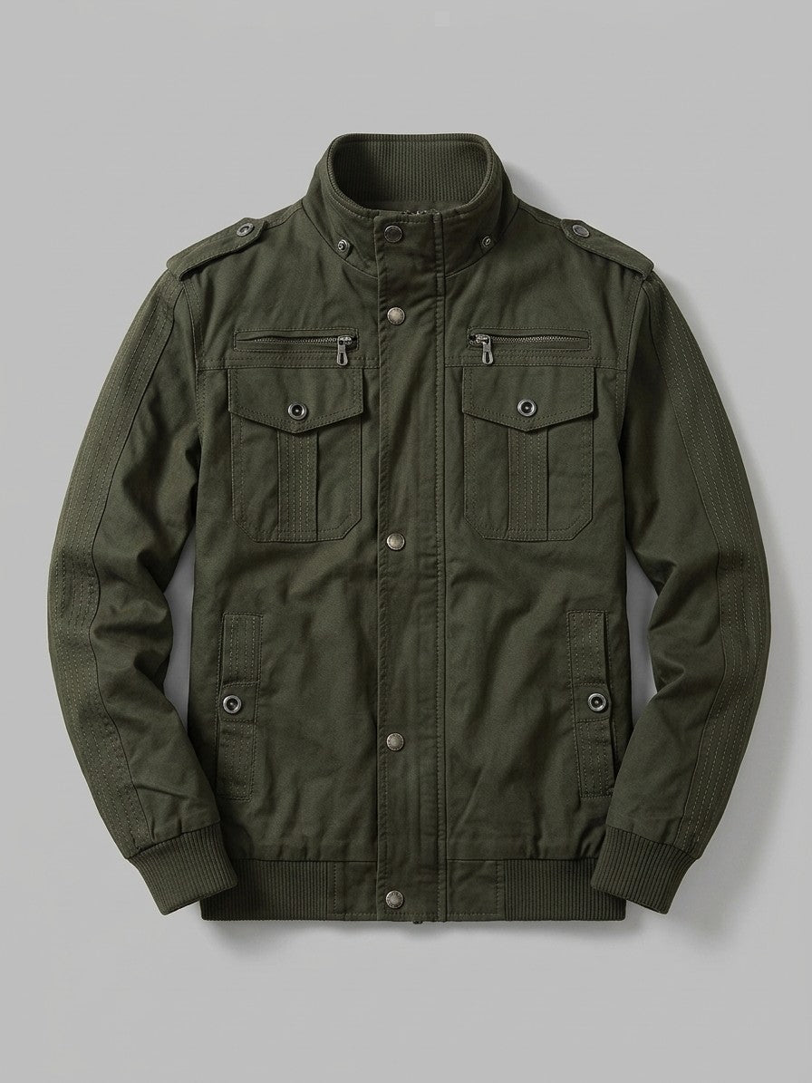 Villafranca Men's Fleece-Lined Military Bomber Jacket — armygreen — packshot