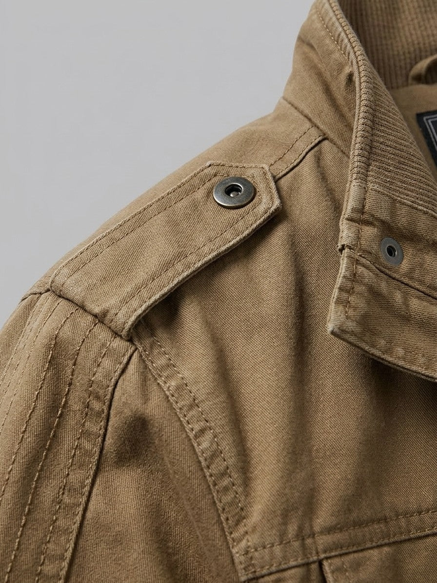 Villafranca Men's Fleece-Lined Military Bomber Jacket — khaki — detail-2