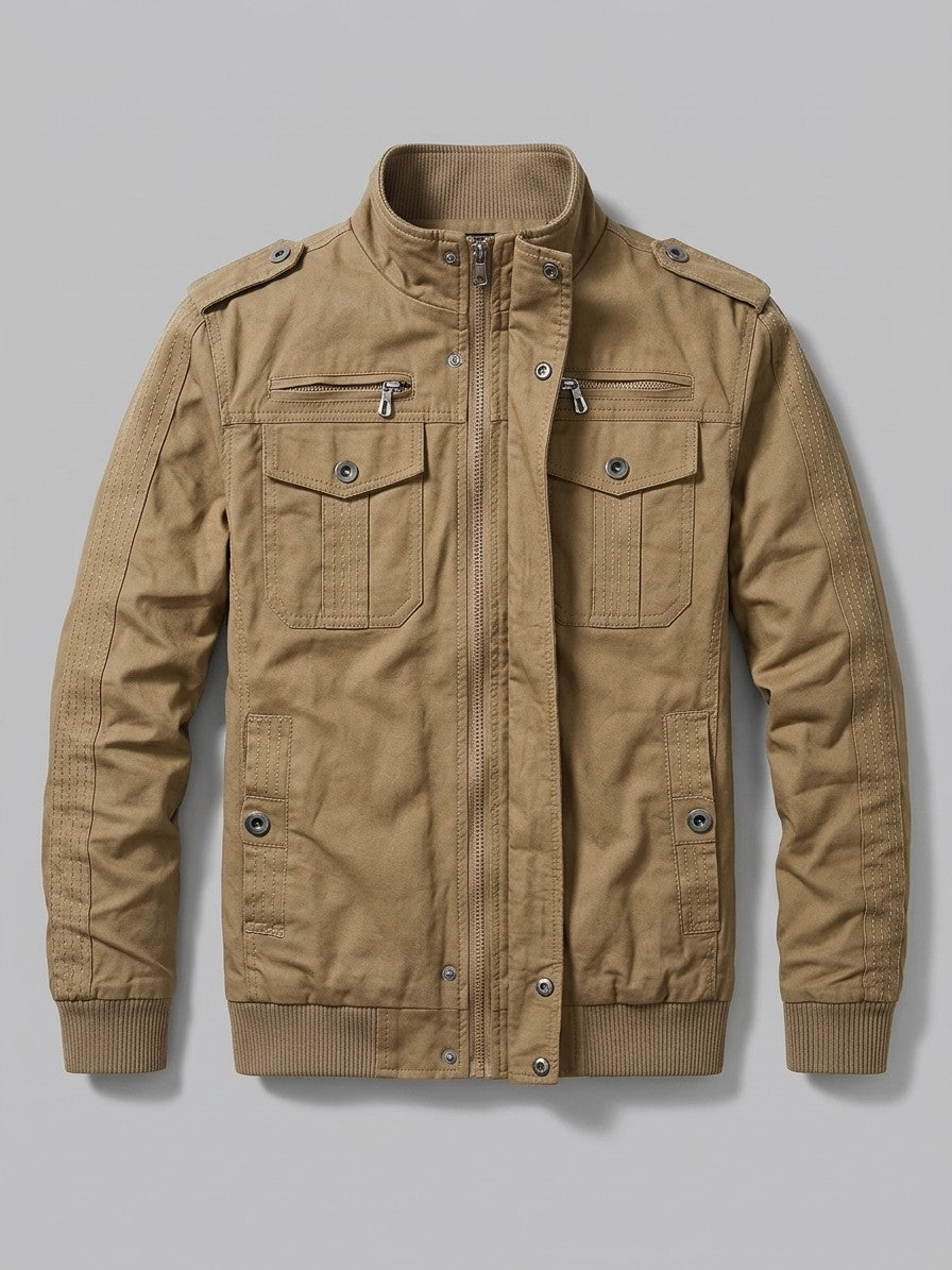 Villafranca Men's Fleece-Lined Military Bomber Jacket — khaki — packshot