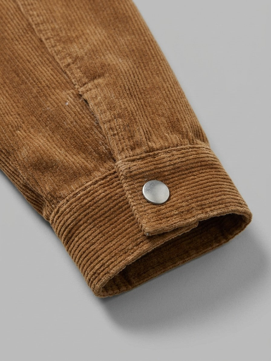 Vimercate Men's Zip-Pocket Corduroy Jacket — caramel — detail-2