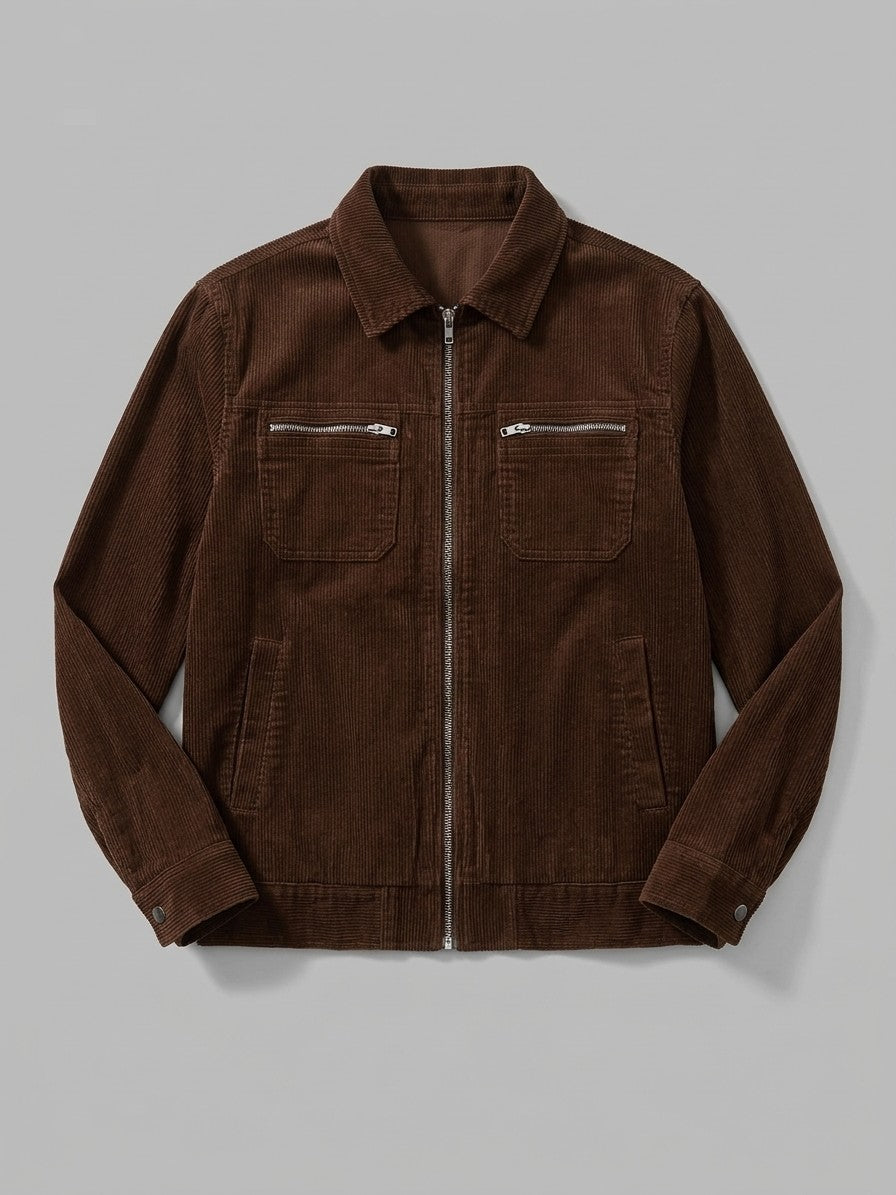 Vimercate Men's Zip-Pocket Corduroy Jacket — coffee — packshot