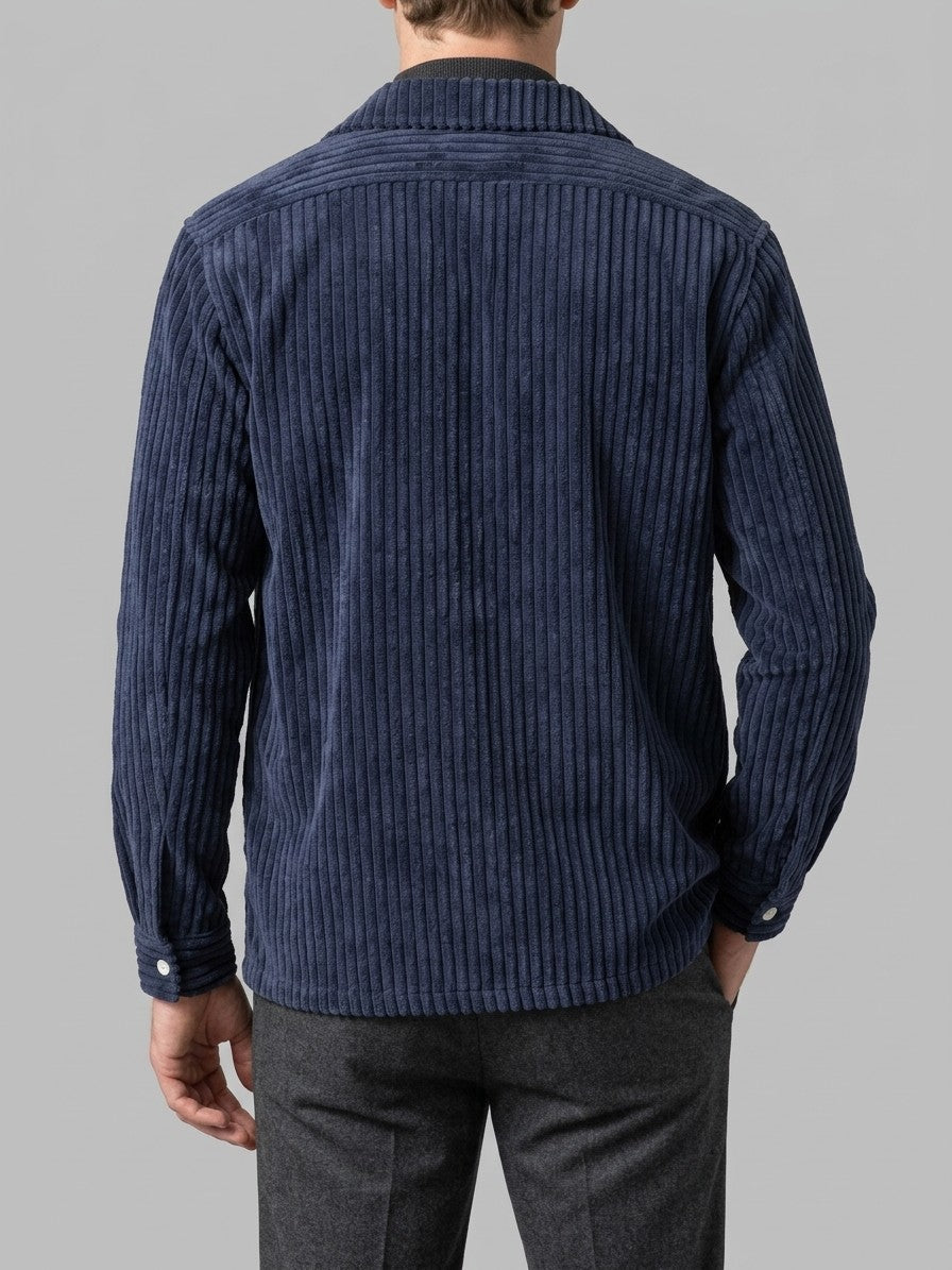Vinci Men's Wide-Wale Corduroy Shirt Jacket — darkblue — back
