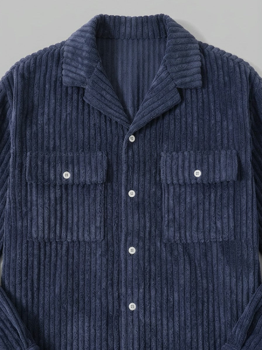 Vinci Men's Wide-Wale Corduroy Shirt Jacket — darkblue — detail-2