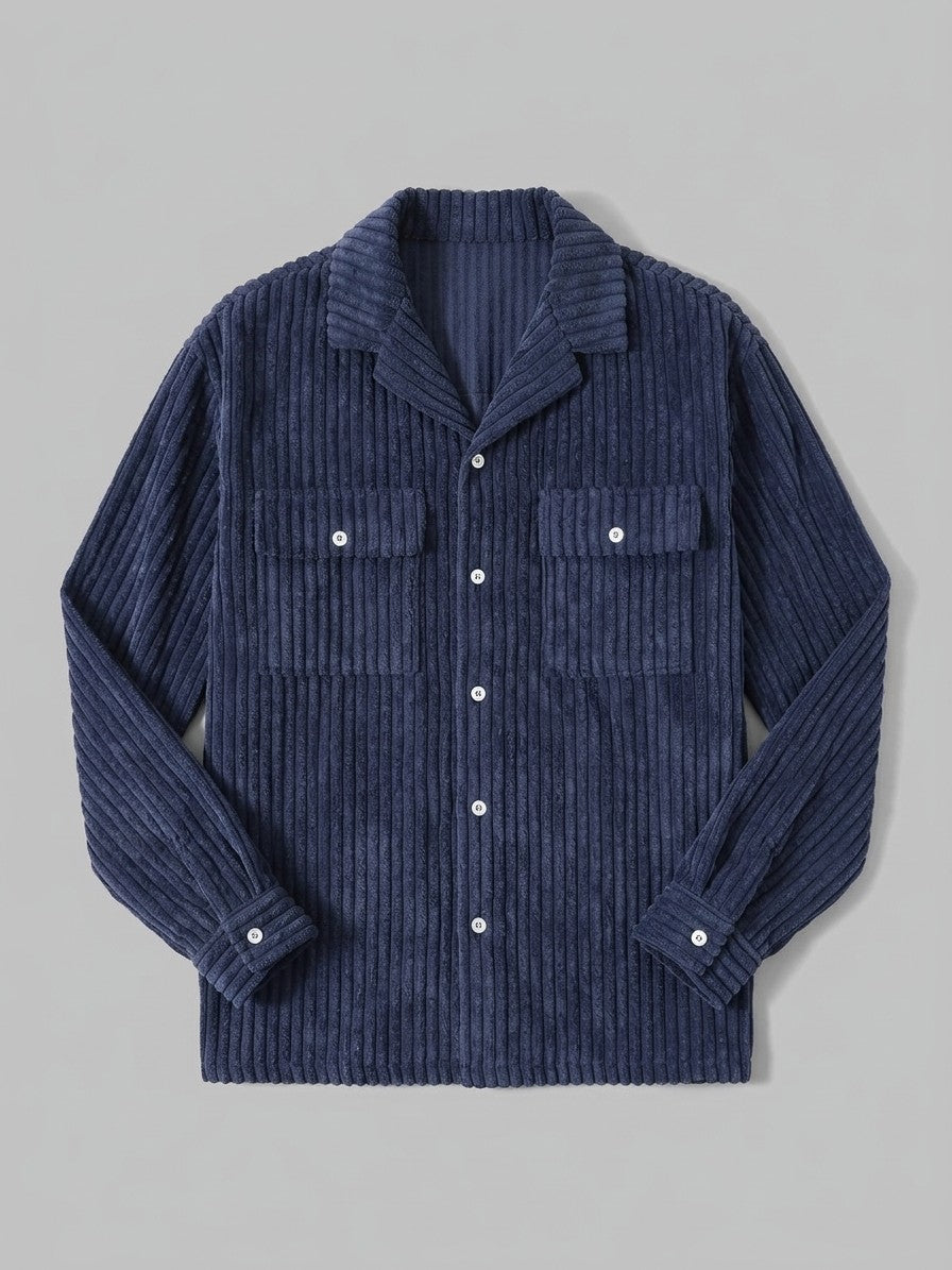 Vinci Men's Wide-Wale Corduroy Shirt Jacket — darkblue — packshot