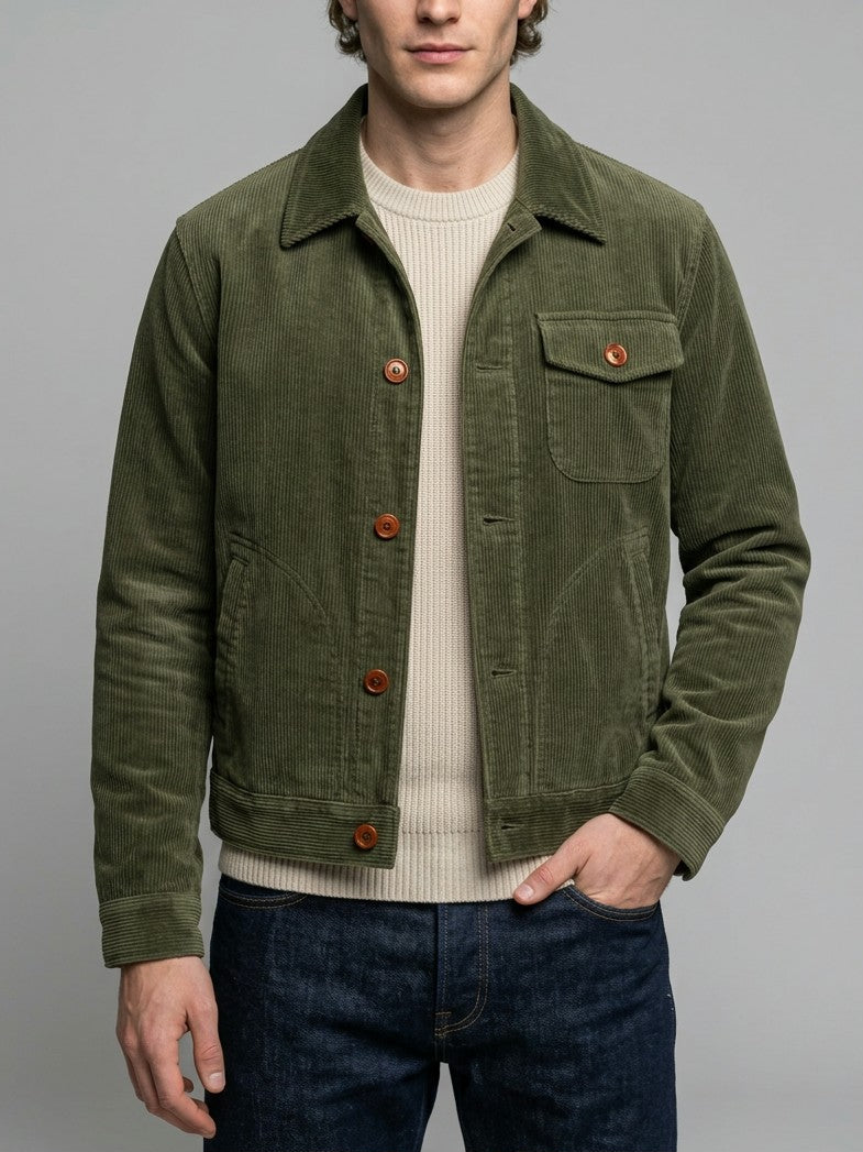Vipiteno Men's Vintage Corduroy Jacket — armygreen — front