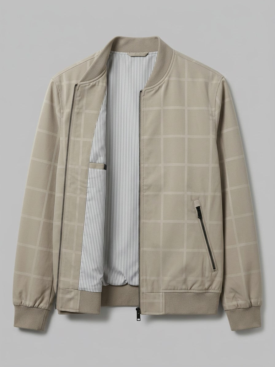 Viterbo Men's Check-Lined Harrington Jacket — riceapricot — packshot
