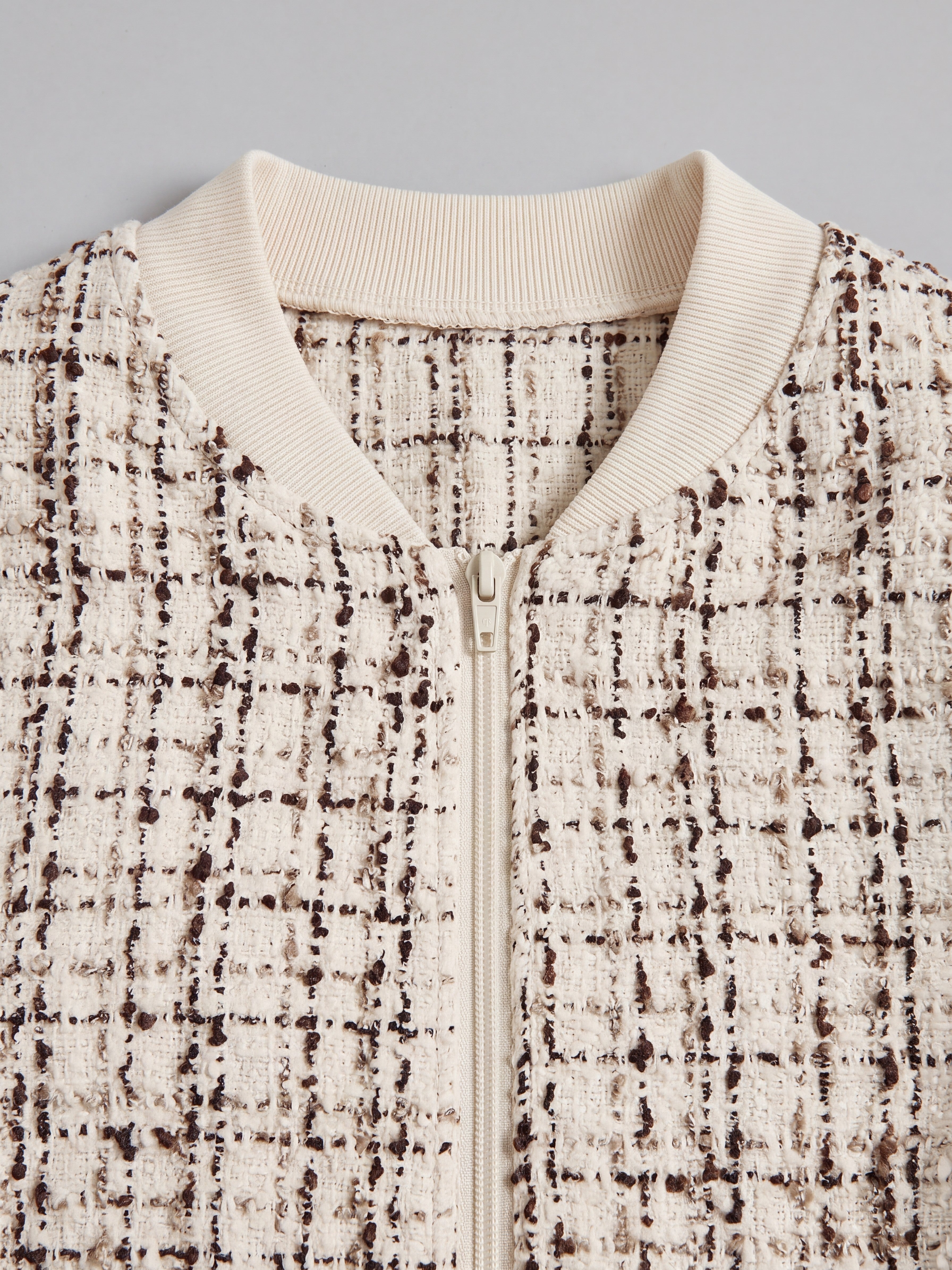 Vitorchiano Women's Tweed Bomber Jacket — cream — detail-2