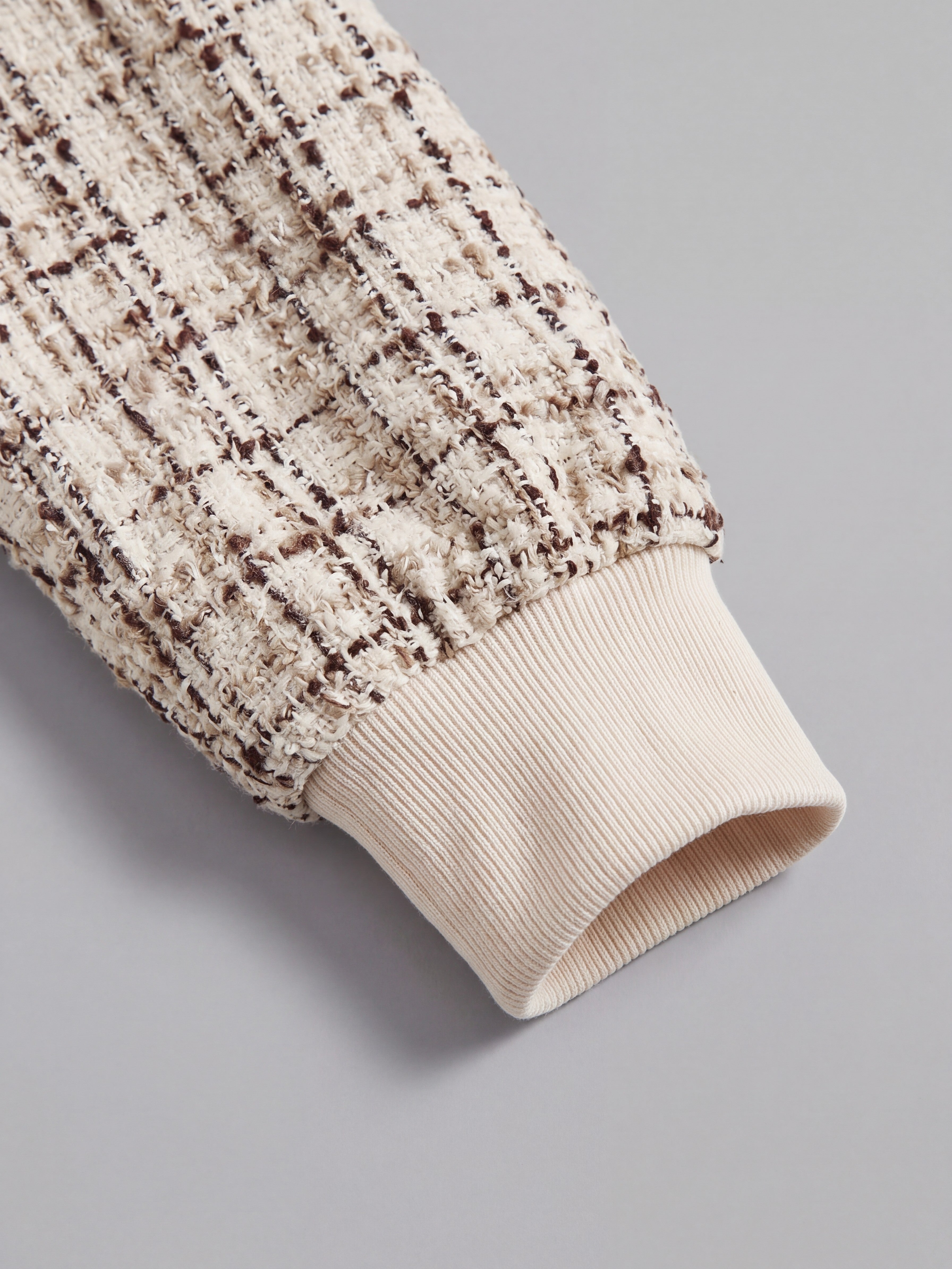 Vitorchiano Women's Tweed Bomber Jacket — cream — detail-collar