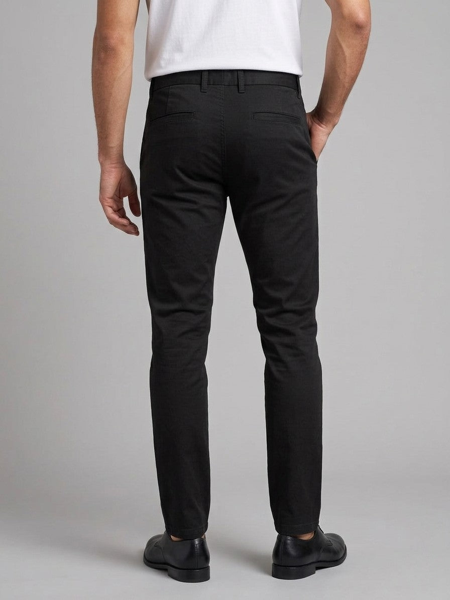 Voghera Men's Slim-Fit Stretch Cotton Chinos — black — back