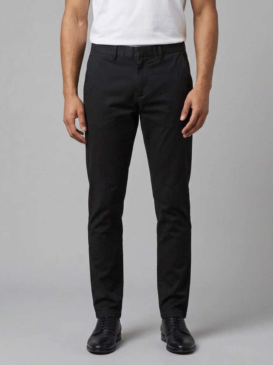 Voghera Men's Slim-Fit Stretch Cotton Chinos — black — front