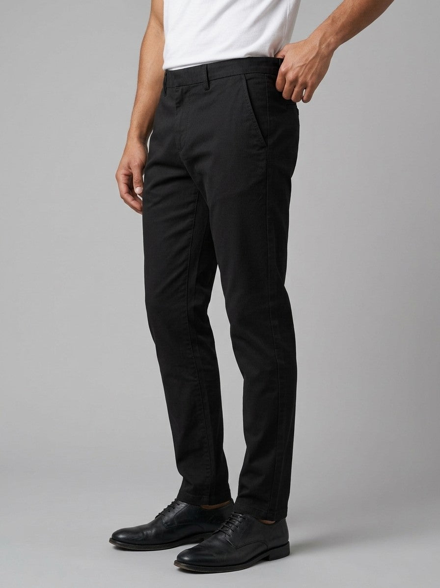 Voghera Men's Slim-Fit Stretch Cotton Chinos — black — side