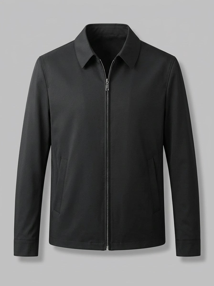 Volterra Men's Collared Zip Jacket — black — packshot