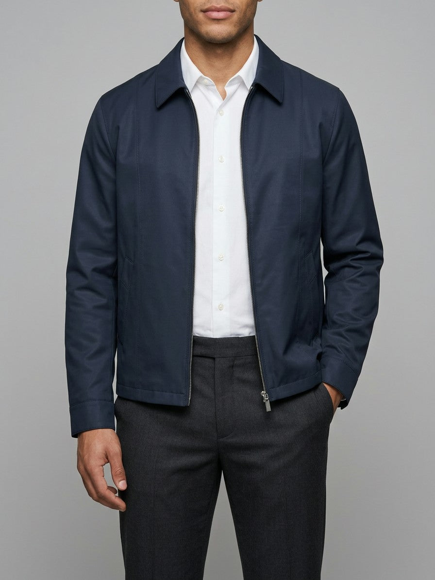 Volterra Men's Collared Zip Jacket — navyblue — front