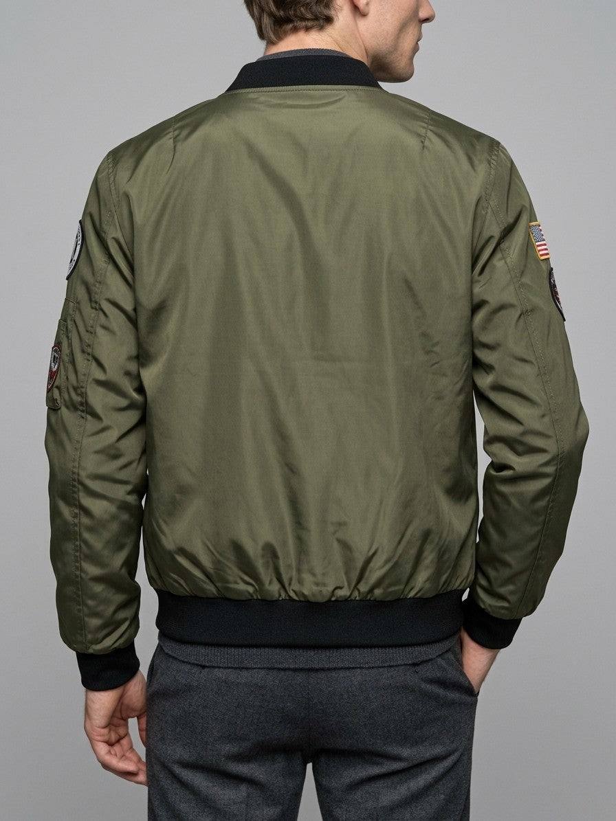 Zagarolo Men's Patched MA-1 Bomber Jacket — armygreen — back