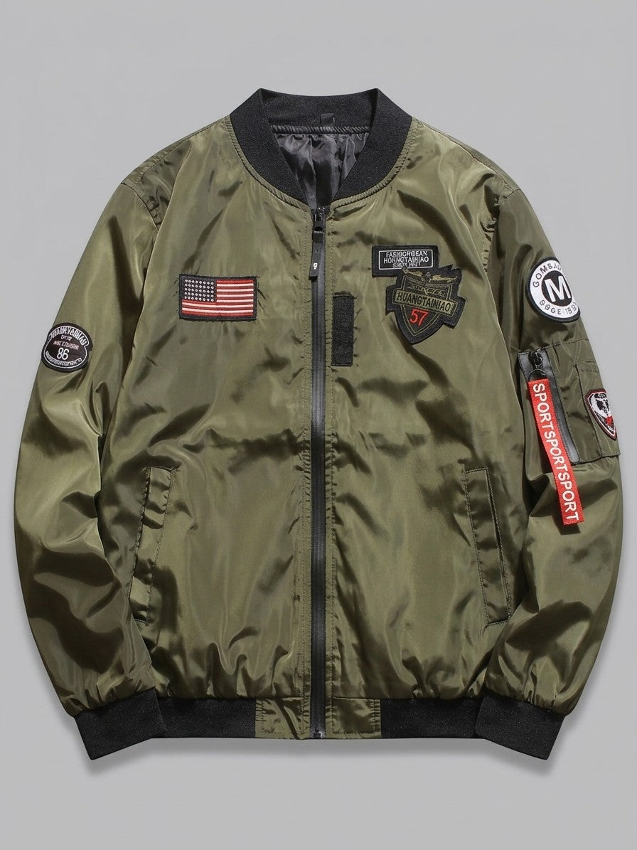 Zagarolo Men's Patched MA-1 Bomber Jacket — armygreen — packshot