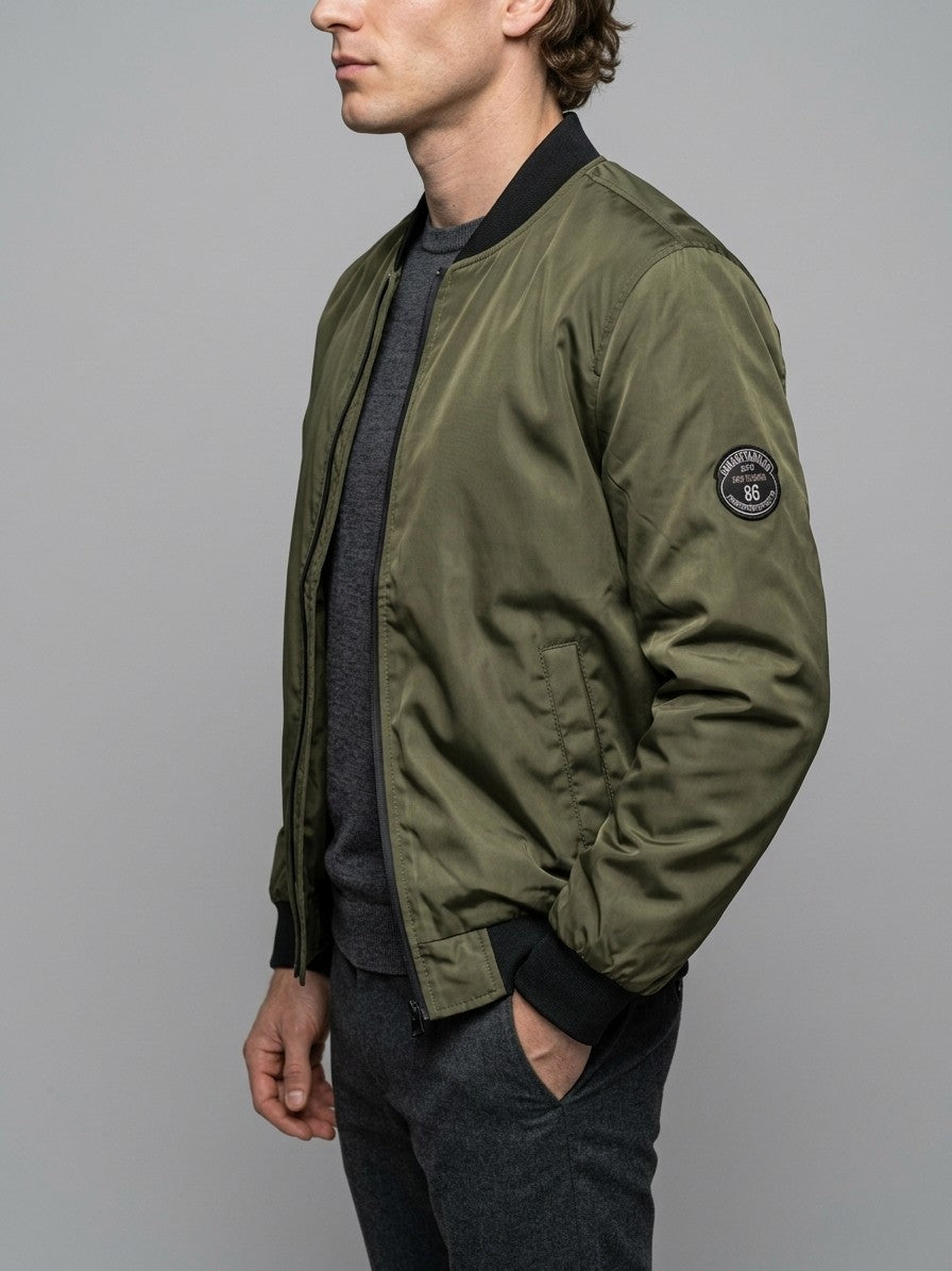 Zagarolo Men's Patched MA-1 Bomber Jacket — armygreen — side