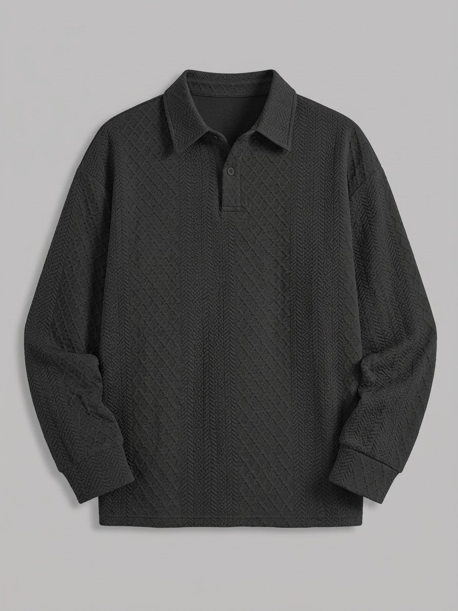 Zibello Men's Diamond Jacquard Knit Polo — black — packshot