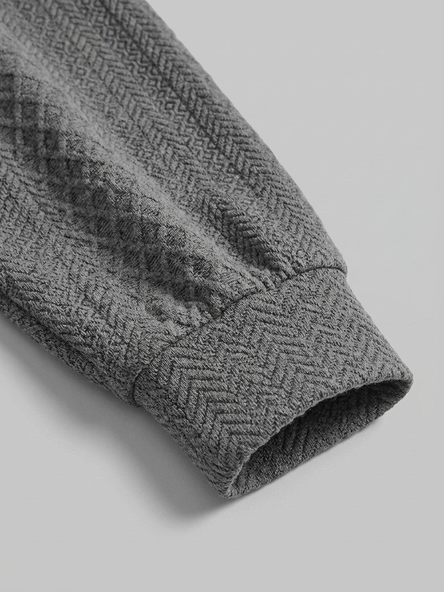 Zibello Men's Diamond Jacquard Knit Polo — grey — detail-collar