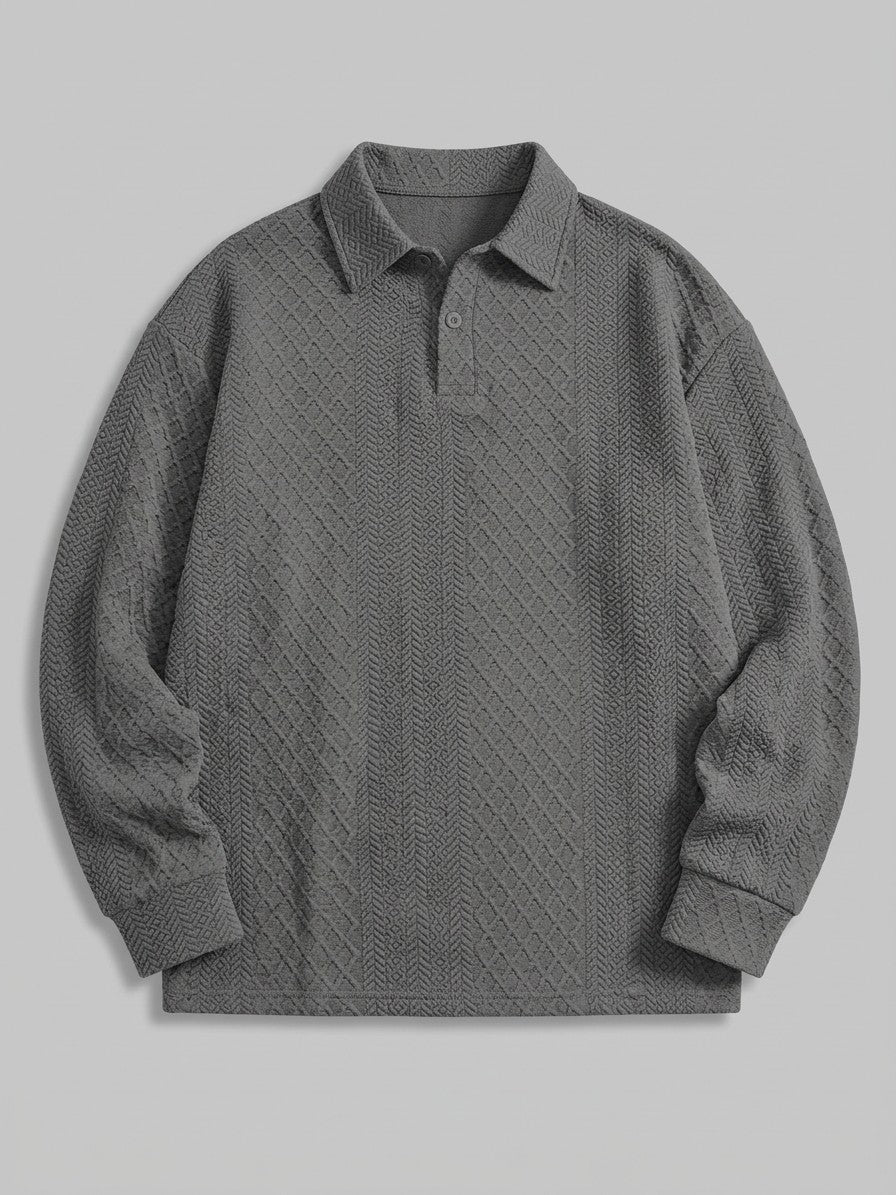 Zibello Men's Diamond Jacquard Knit Polo — grey — packshot