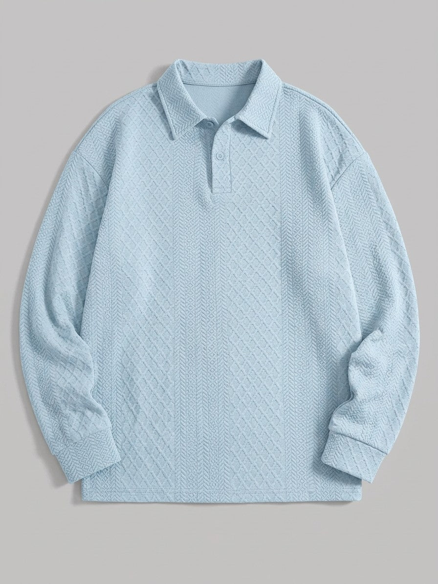 Zibello Men's Diamond Jacquard Knit Polo — lightblue — packshot