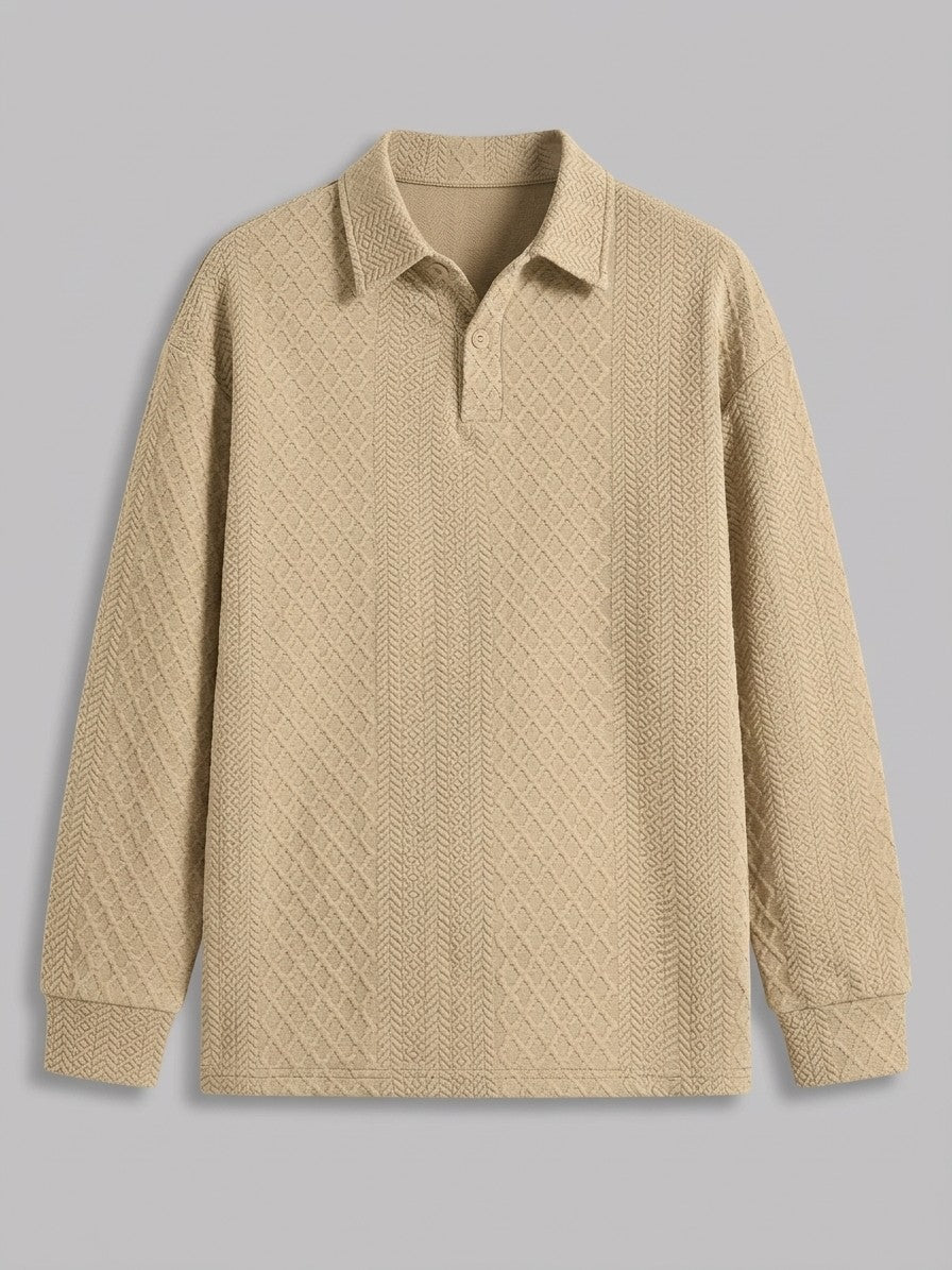 Zibello Men's Diamond Jacquard Knit Polo — sand — packshot